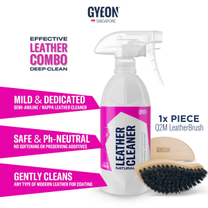 GYEON Q2M Leather Cleaner Natural 500ml & Q2M Leather Brush Combo